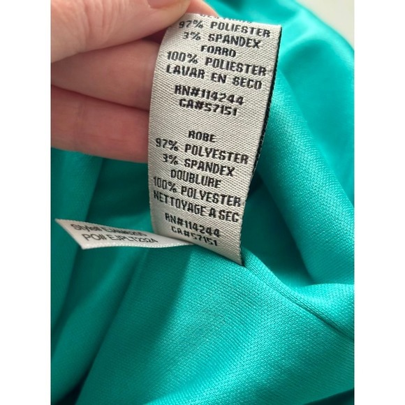 Eliza J Chain Strap Pleated Cocktail Dress Teal Sz 12 70's Mobwife Flirty Siren - Picture 7 of 12